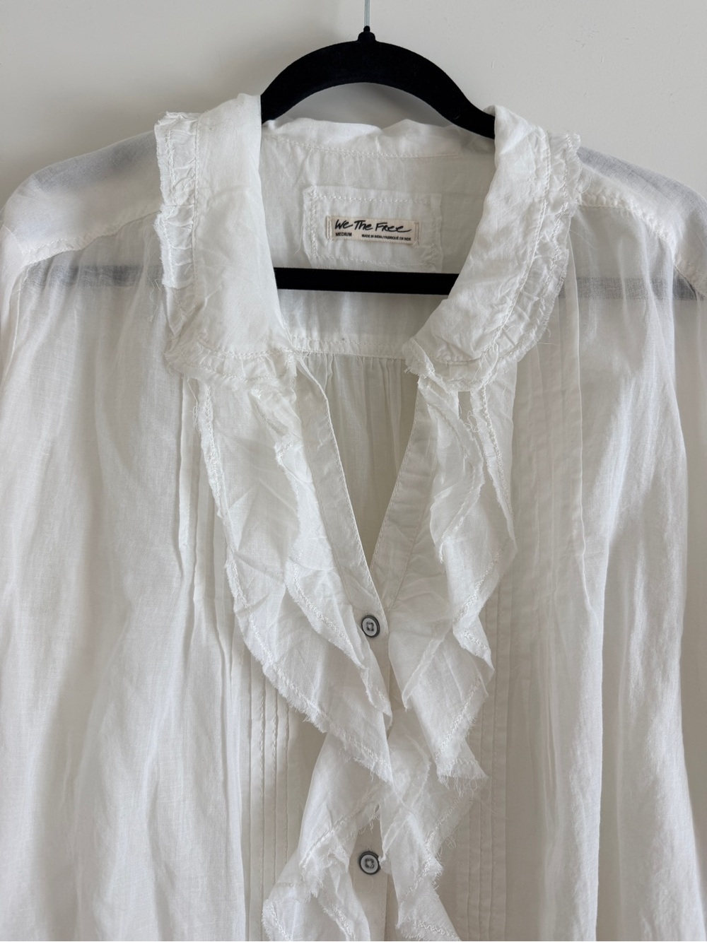 Free People White Ruffled Button-Front Blouse - Picture 3 of 3